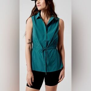 Athleta Women's Levitate Poplin Tank in Borealis Green Size 2X